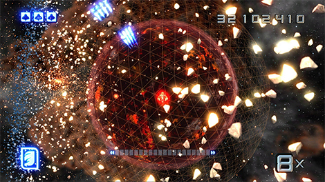 Defeating a boss causes an explosion of debris to fill the screen.