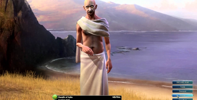 Although there's a lot of aggressive AI in the game, Gandhi doesn't take the same stance.